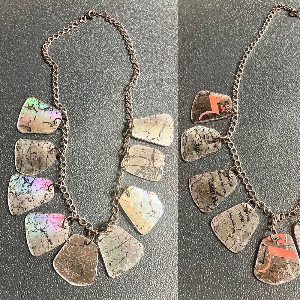 Crackled CD Reflective Necklace